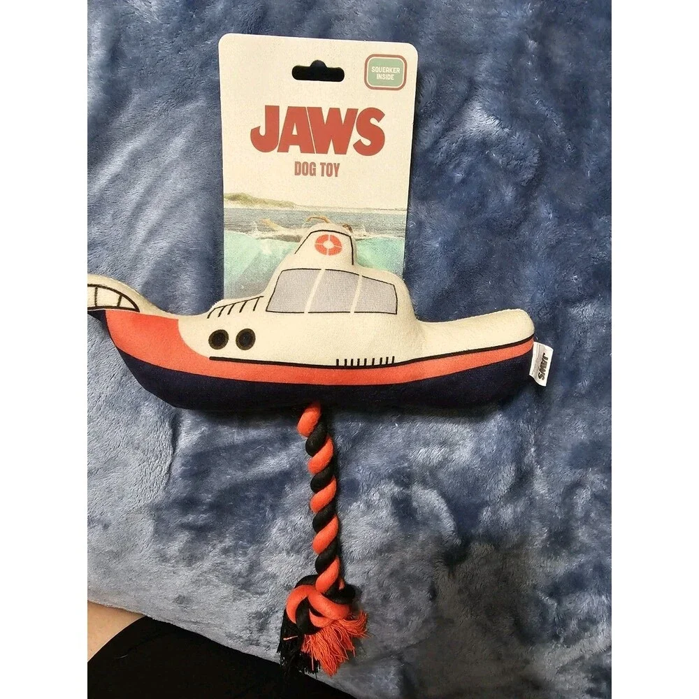 JAWS Plush Squeaky Stuffed Dog Toy Boat w/ Rope Tug Small Dog (UN304) NWT